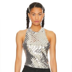 Free People Silver Sequin Tank Top